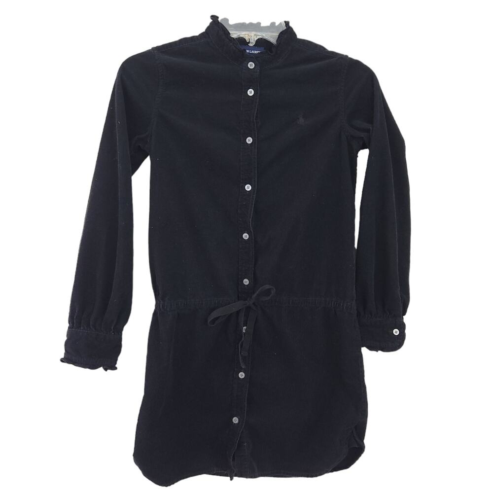 Ralph Lauren Girls Corduroy Dress Size 12 Black, Long Sleeve Fall Winter Dress
